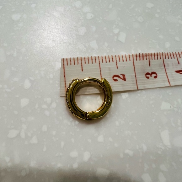 Sterling Silver Gold Pavé Huggie Earrings - Picture 4 of 4